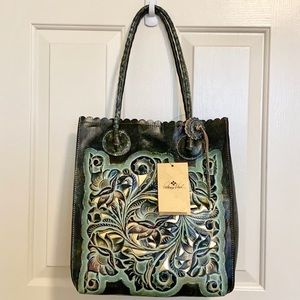 Patricia Nash Cavo Tote Tooled Turquoise Leather